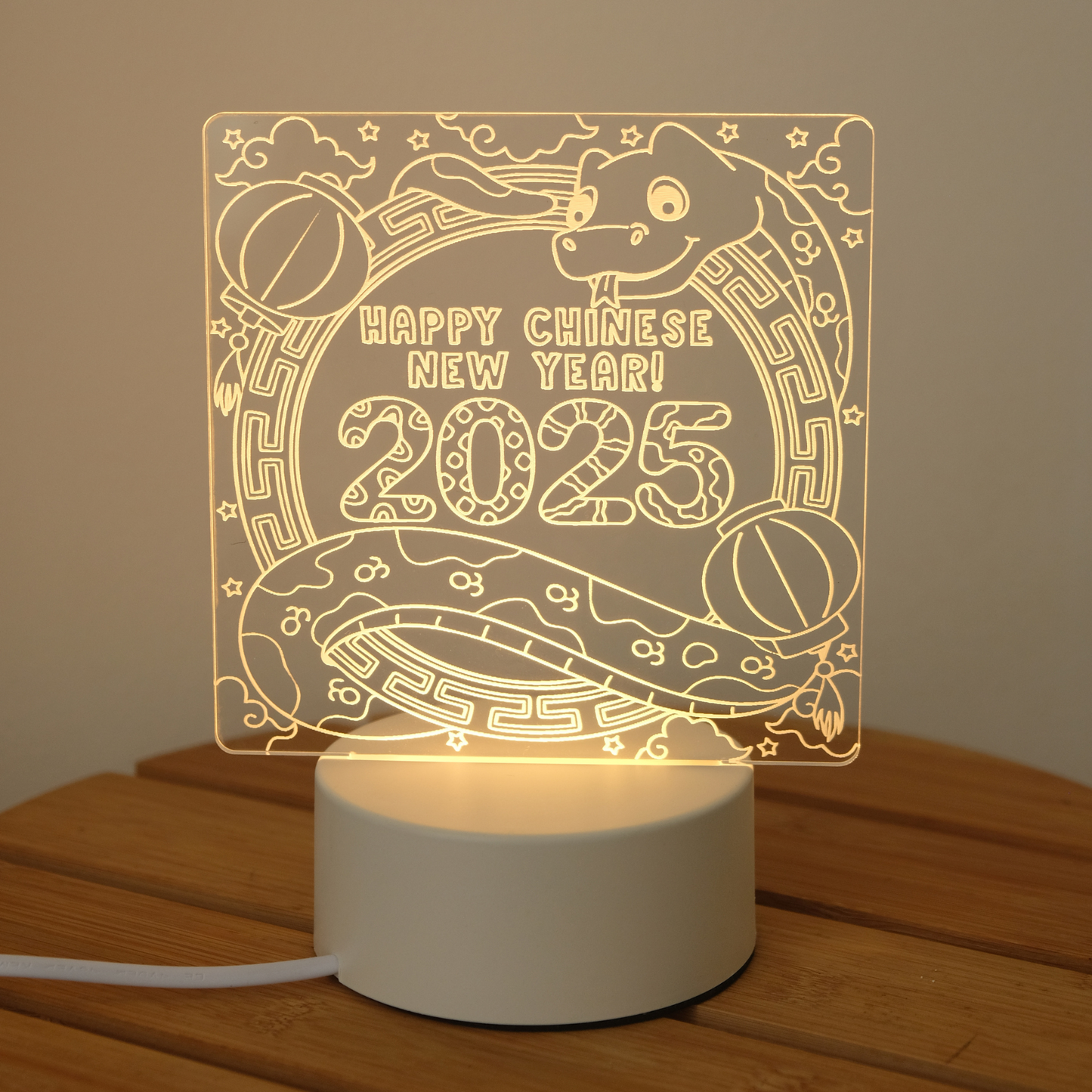 Acrylic Table Lamp "Year of the Snake" - Hampers Imlek 2025