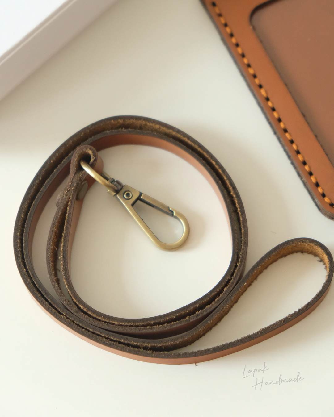 Leather ID Lanyard in Brown