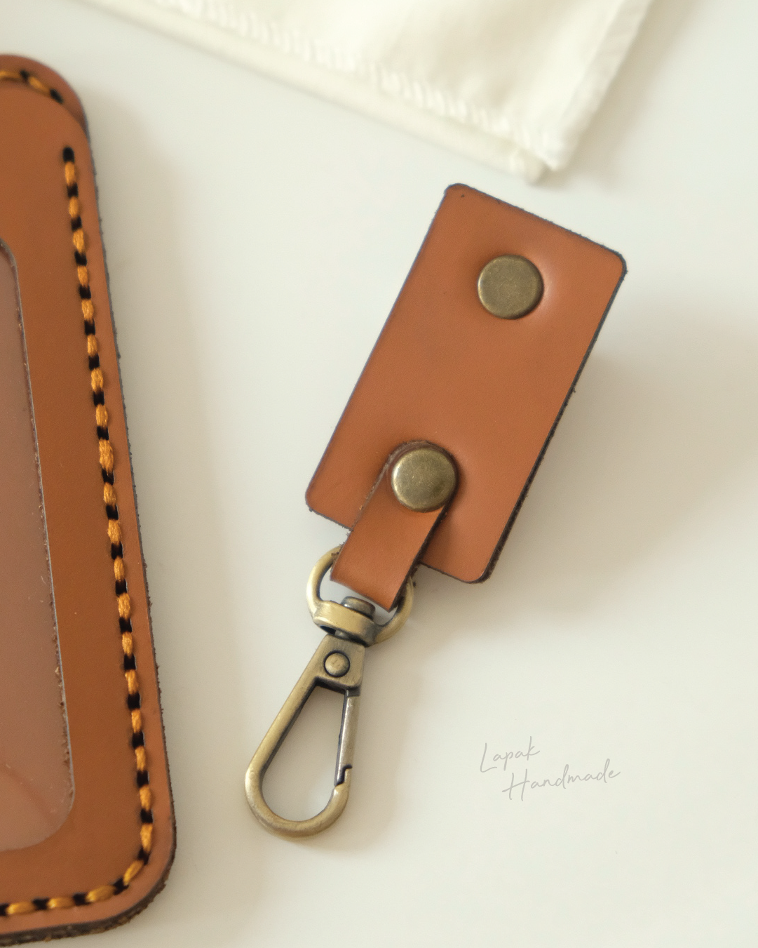 Leather ID Lanyard in Brown